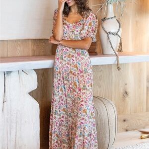 Natural Life “Danielle” maxi dress ~ Floral Puff Sleeve Maxi Dress